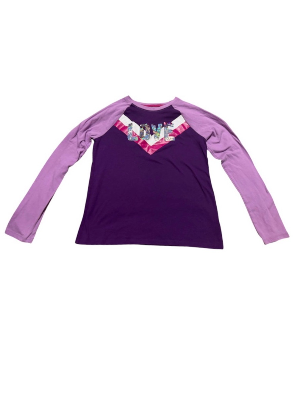 Athletic Works Purple Long-Sleeve Raglan 'LOVE' Sequin Top